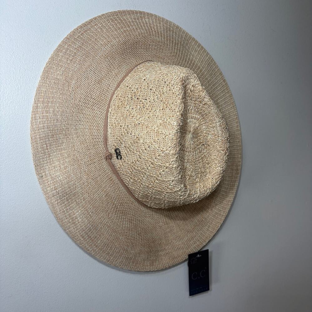 C.C NWT Hat Boho Beige Beachy Coastal Cowgirl Vacation Sun Summer Strawlike OS - Picture 3 of 10